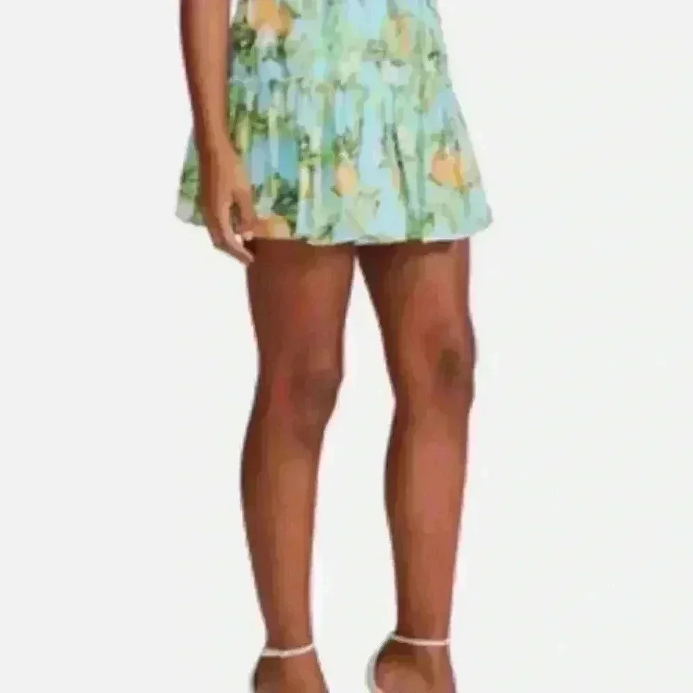 BB DAKOTA STEVE MADDEN juicy lemon print elastic waist pull on tiered mini skirt - Picture 2 of 6